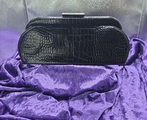 ANTONIO MELANI Black Crocodile-Pattern Clutch